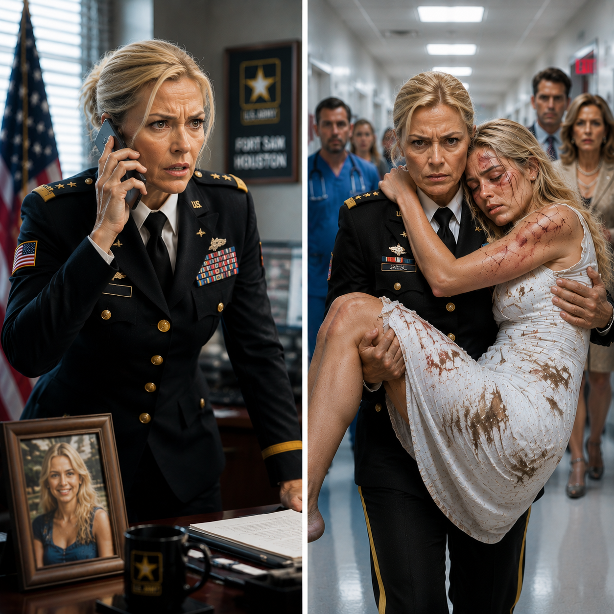 “Mom… please come get me. My husband’s family hurt me…” My daughter’s shaking voice broke through the phone before the call went silent. I rushed to the hospital in uniform, my chest burning with fear and fury. When I gathered her battered body into my arms, I was no longer just an officer. I was a mother ready to make them pay – TR